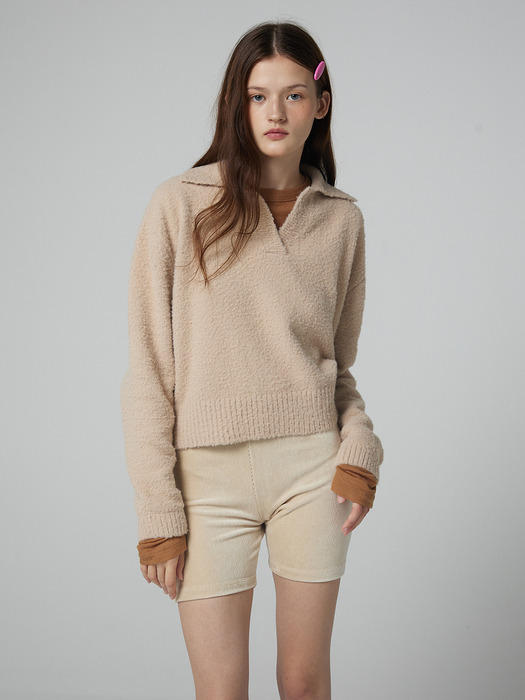 Soft collar knit_beige