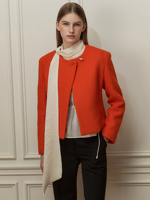 Asymmetric Wool Jacket_Mandarin Red