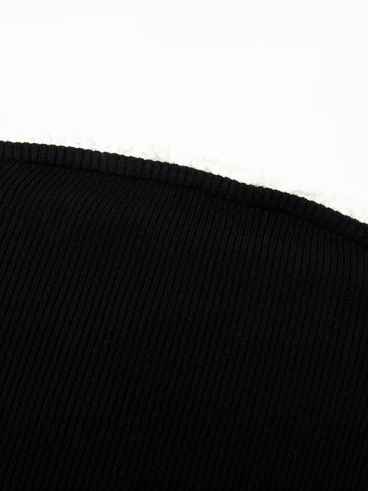 Logo Frill Knit Tube Top_black