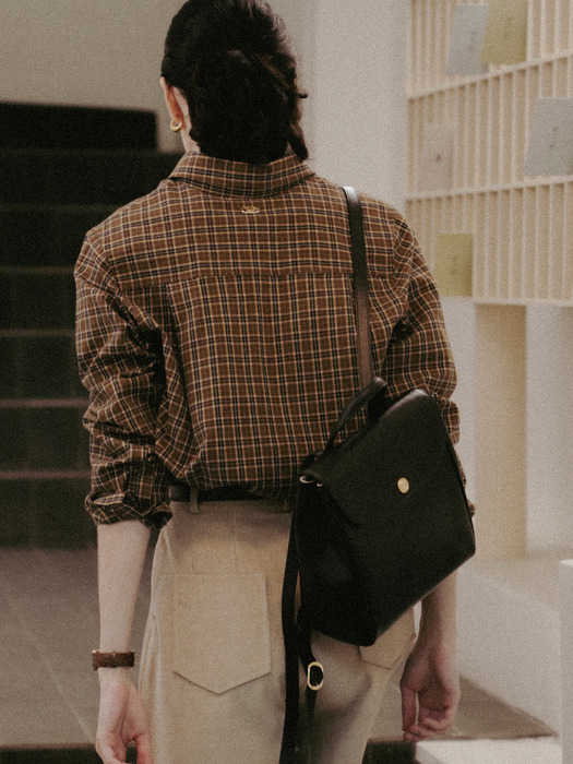 Classic grid check shirt_Brown