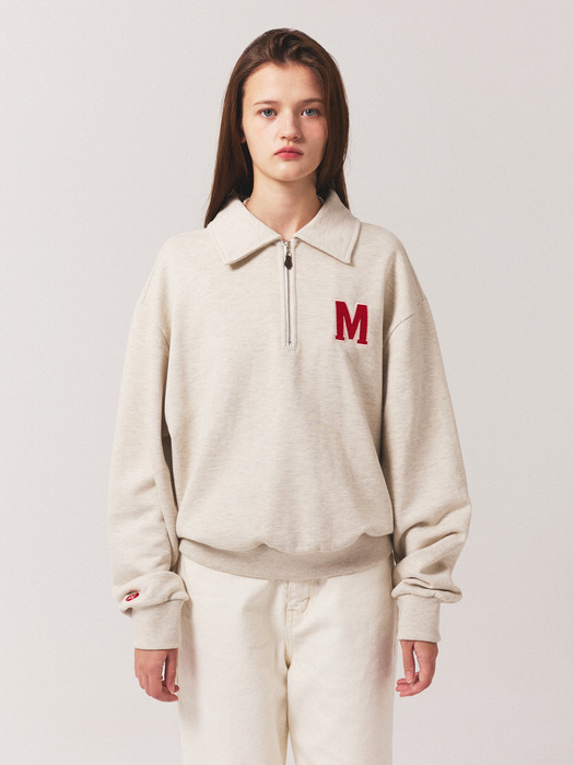 M logo Half Zip-up swetshirts 오트밀