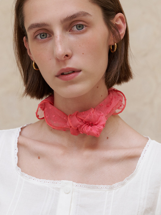 A DOT ORGANZA RIBBON SCARF [3colors]