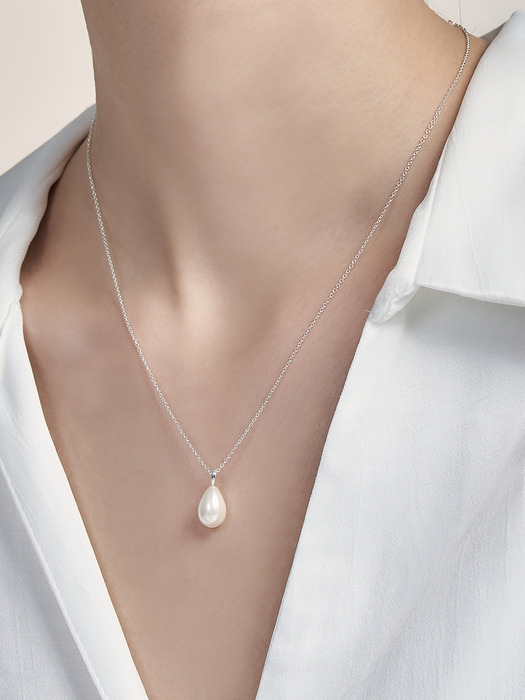 [sv925]water drop pearl necklace