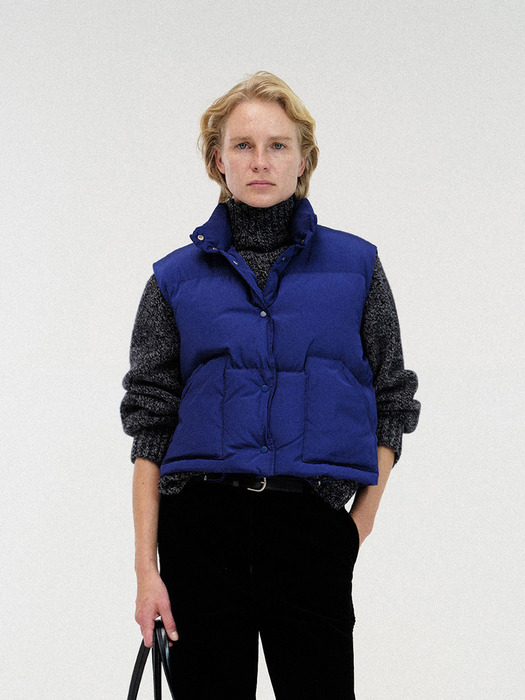 Cropped puffer vest (Blue)