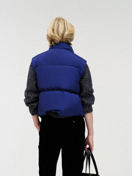 Cropped puffer vest (Blue)