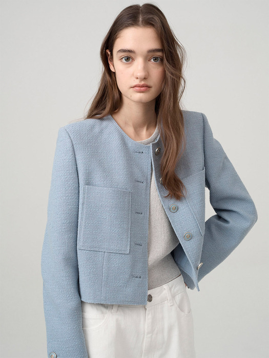 Detachable Collar Tweed Cropped Jacket NEW4XJ209_21