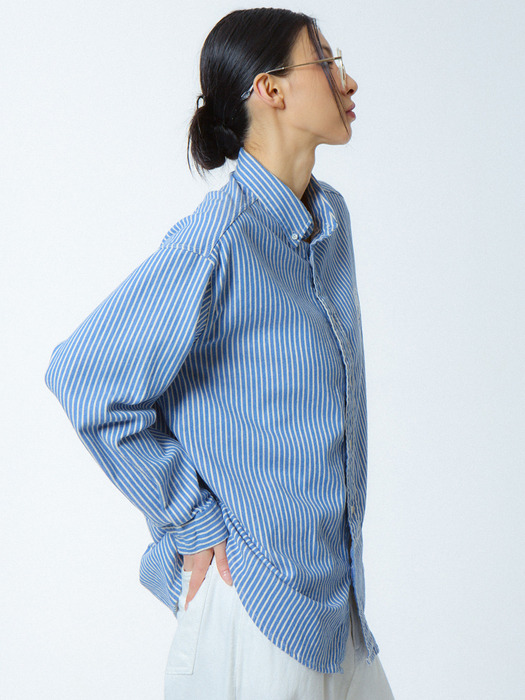 로고 스트라이프 셔츠 블루_LOGO STRIPE SHIRTS BLUE