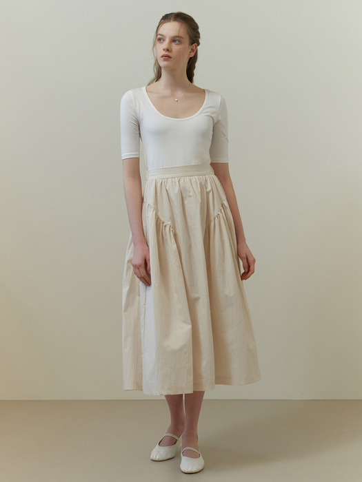 Moor shirring skirt (cream)