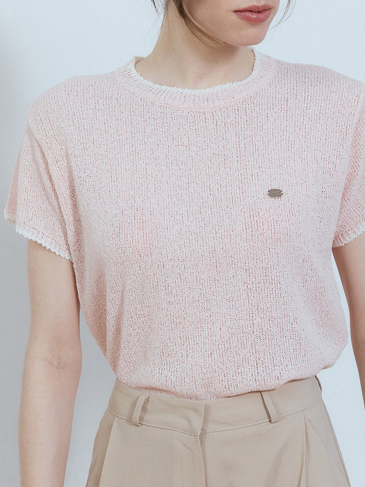 Coloring point half knit - pink