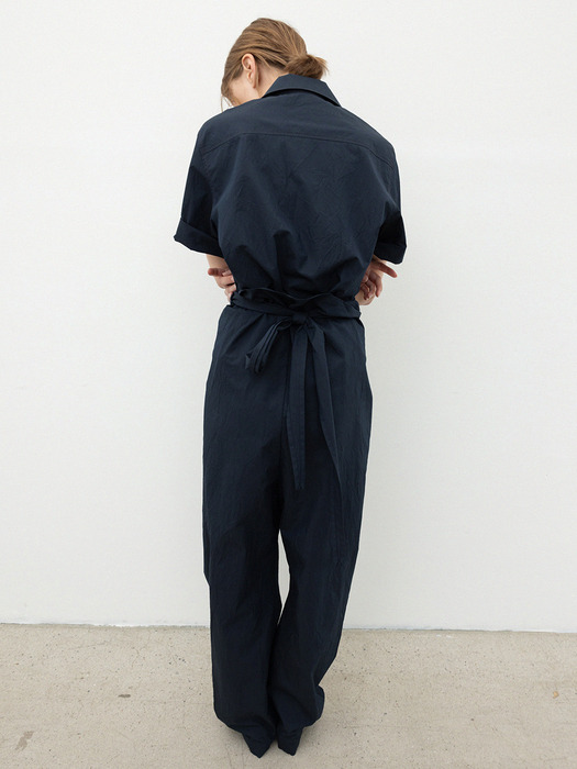Crease Wrap Twisted Pants_Navy