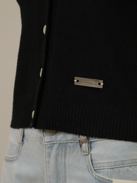 Collar Cool Knit Cardigan (Black)