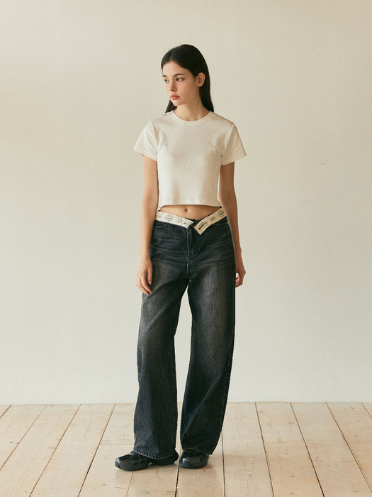 LINE LOGO WIDE PANTS_BLACK