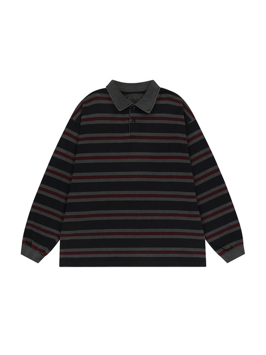 Vintage stripe polo shirt (Vintage gray)