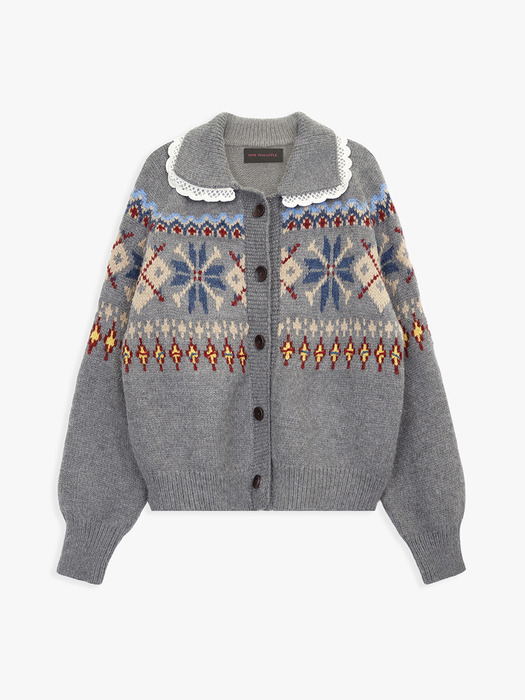 SNOWFLAKE WOOL CARDIGAN_GREY