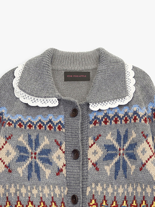 SNOWFLAKE WOOL CARDIGAN_GREY