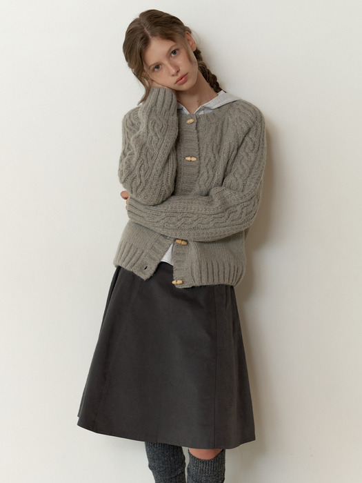 Duffle cable cardigan 3color