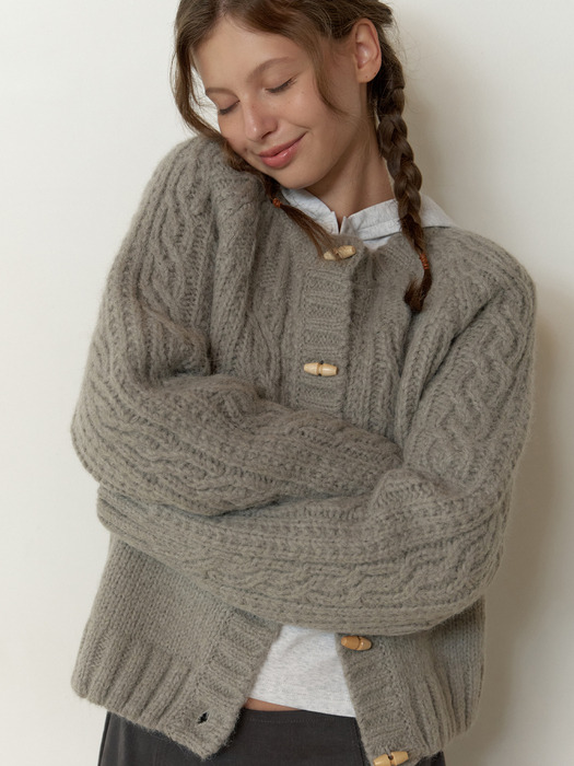 Duffle cable cardigan 3color