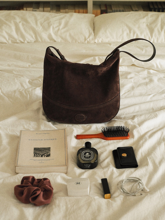 soft leather half moon book bag suede