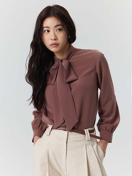 Pussybow Blouse - Brown