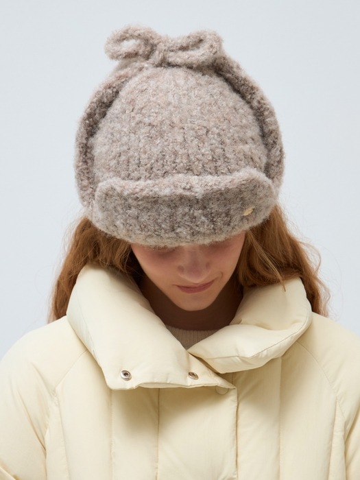 boucle earflap beanie - oatmeal