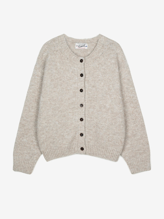 HAIRY KNIT CARDIGAN - OAT BEIGE