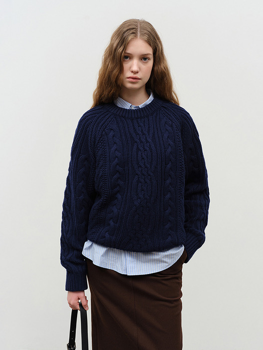 UNISEX CLASSIC FISHERMAN SWEATER NAVY_UDSW4D122N2