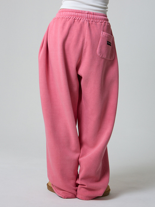 [기모]데일리 투턱 와이드 피그먼트 스웨트 팬츠 핑크_Daily Two Tuck Wide Pigment Sweat Pants Pink