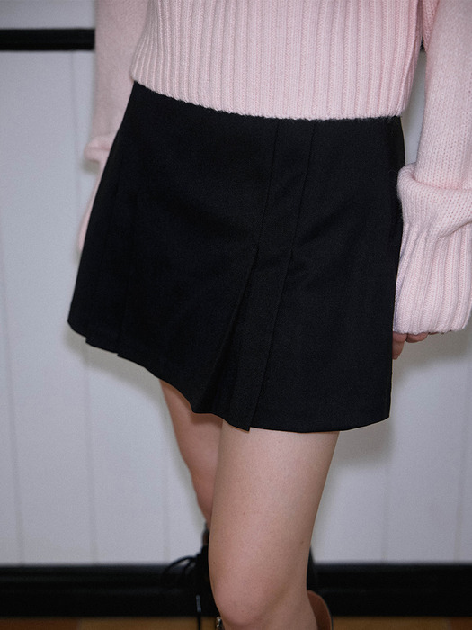 Formal Pleats Mini Skirt [Black]