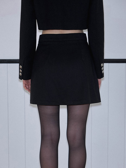 Formal Pleats Mini Skirt [Black]