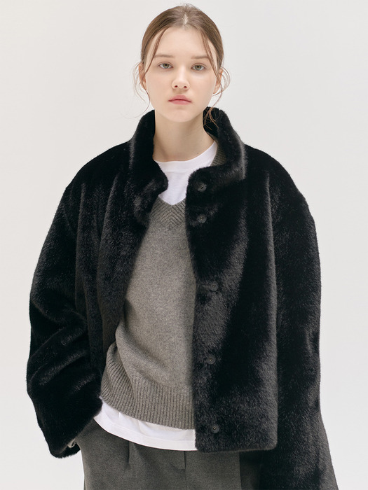 24WN fur crop jacket [BK]