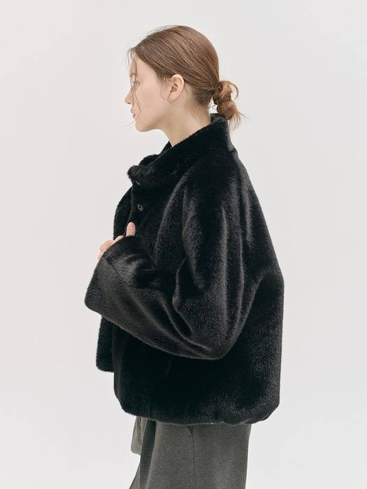 24WN fur crop jacket [BK]