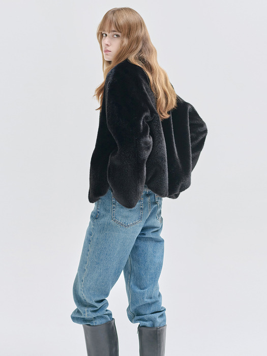 24WN fur crop jacket [BK]