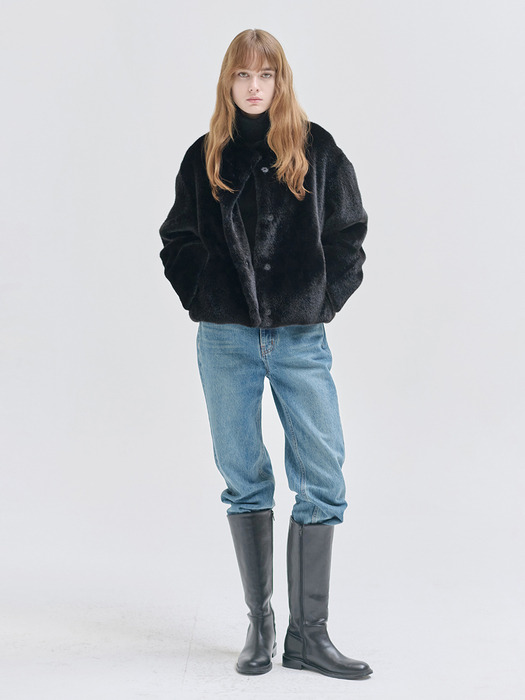 24WN fur crop jacket [BK]