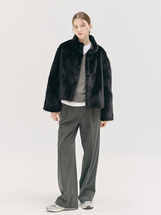 24WN fur crop jacket [BK]