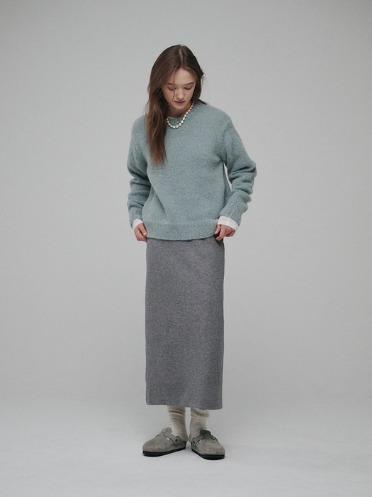 Ribbed long skirt (Gray)