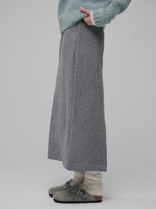 Ribbed long skirt (Gray)