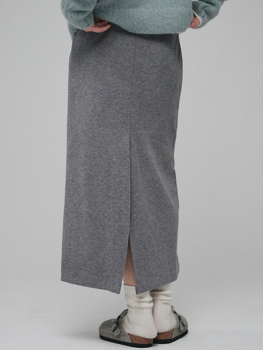 Ribbed long skirt (Gray)