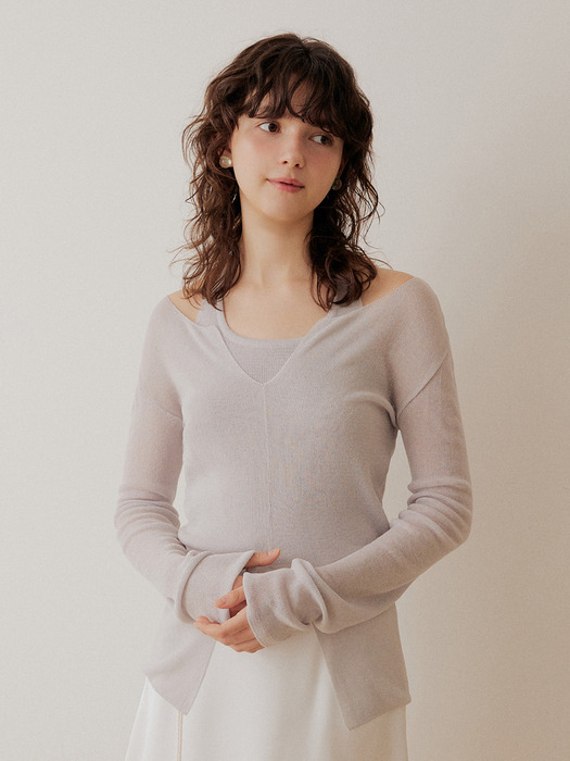 U halter neck set - bluegrey