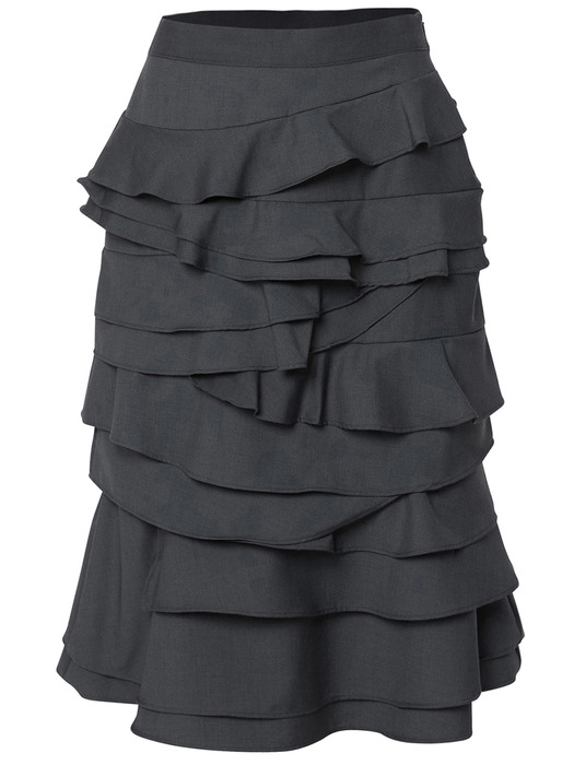 FLAREUP Faye Frill Midi Skirt ブラック 플레어업]Faye Frill Midi Skirt (FL-246_Charcoal)