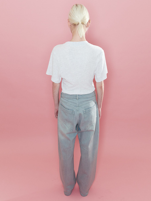 오들리워크샵]Relaxed Corset Waist Tee, Melange