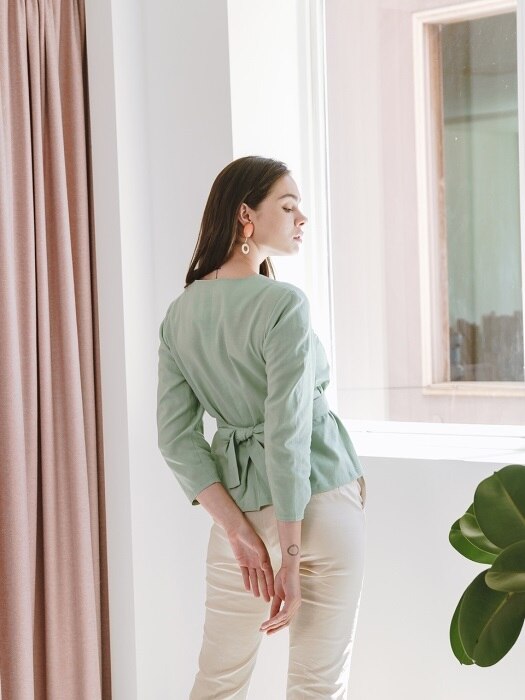 TUTU LINEN BLOUSE BLUE