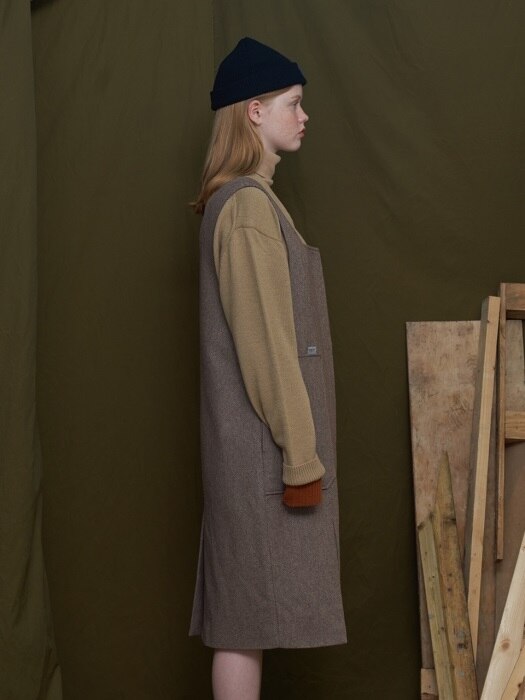 WOOL TWILL ONE PIECE / BROWN