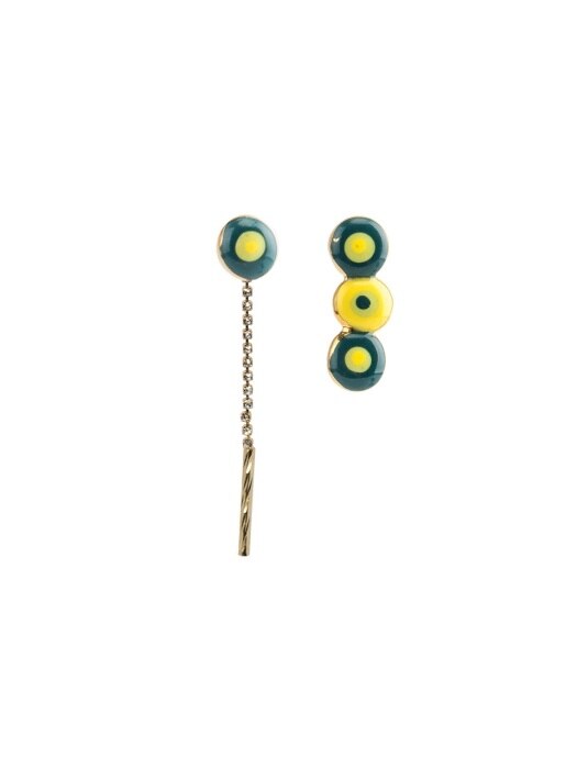 3round bold unbalance earring2 (Yellow)