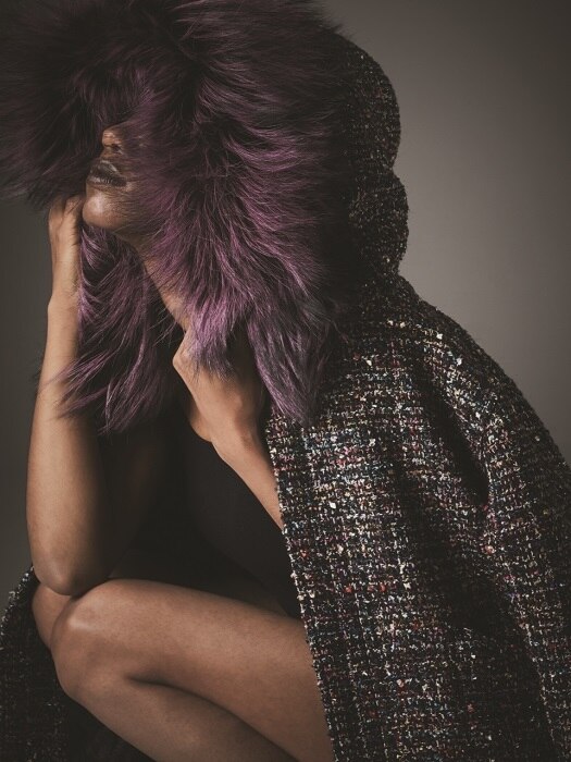 PURPLE FOX FUR TWEED JUMPER