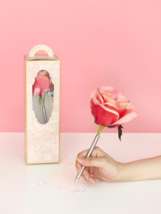 pink elegance rose flower pen