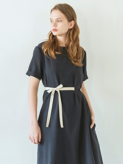 Ribbon Belted Flare Dress