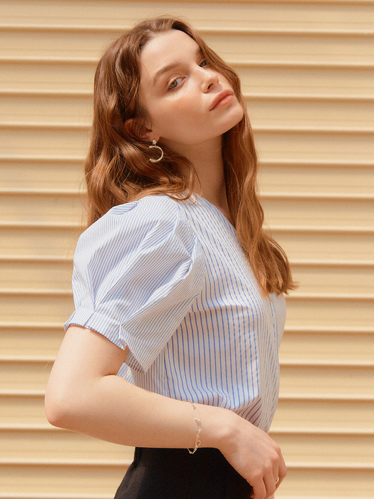 STRIPE PUFF SHIRTS_WHITE