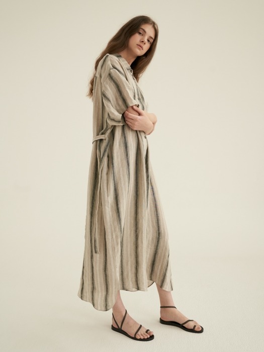 Linen Shirt Dress [Stripe]