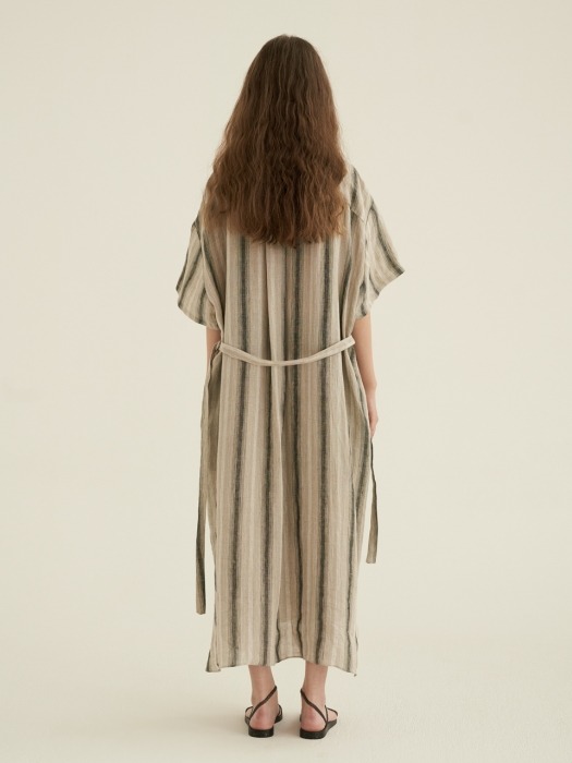 Linen Shirt Dress [Stripe]