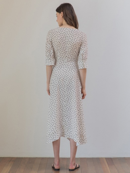 Dot Asymmetric Wrap Dress